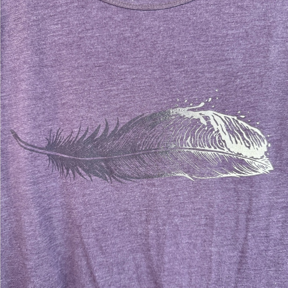 Tentree T-shirt feather ombré top feather design Purple T-Shirt comfy - Picture 6 of 12